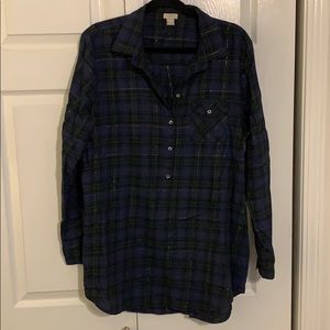 J. Crew Factory Plaid Tunic Top
